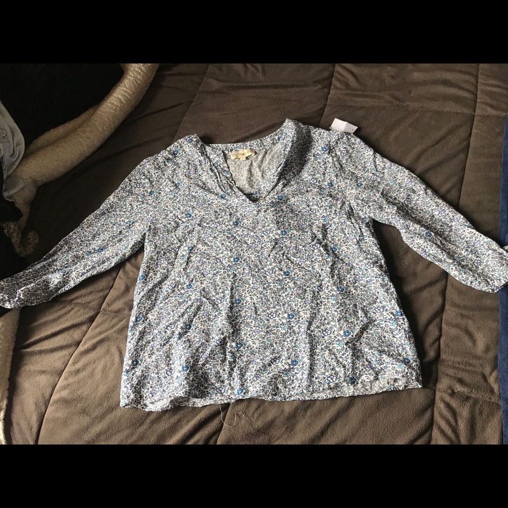 Blue floral blouse